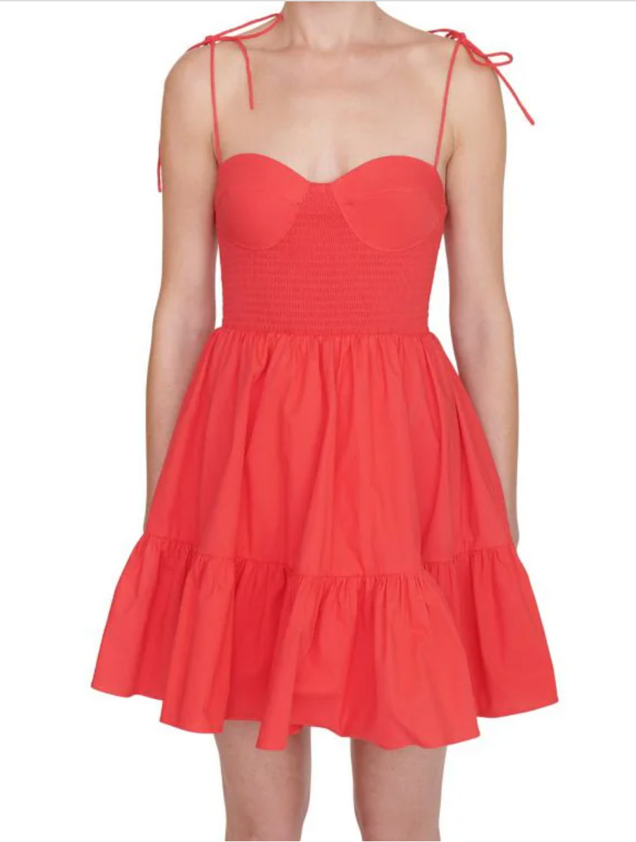 staud red mini dress Staud Charade Rouge Sleeveless Cable Knit Mini Dress