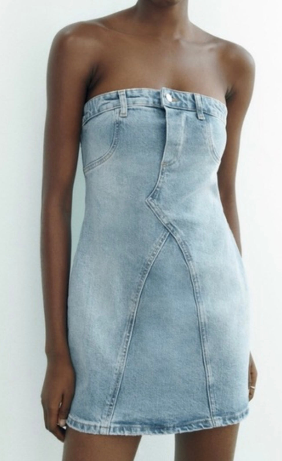 Zara Denim Mini Strapless Dress – Quad Marketplace