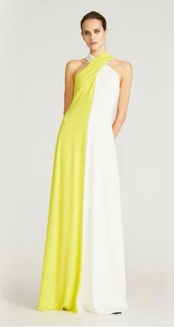 Halston Yellow and White Gown Quad Marketplace Halston Yellow and White Gown Quad Marketplace