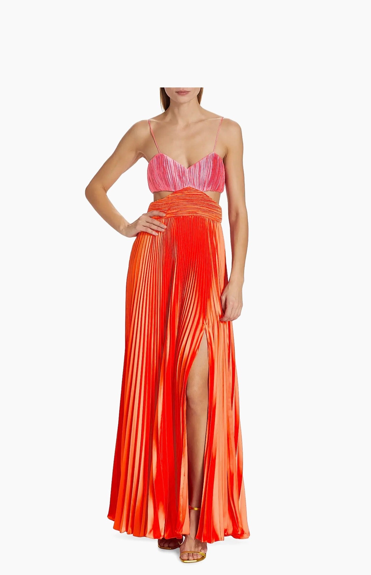 AMUR Red and Pink Colorblock Gown – Quad Marketplace